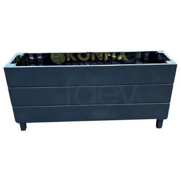 Faev Ahşap Saksı Dış Mekan Çiçeklik Dekoratif Büyük Boy Saksı Hazır Kurulu 95cm X 26cm Yükseklik 45cm - Antrasit - Görsel 4