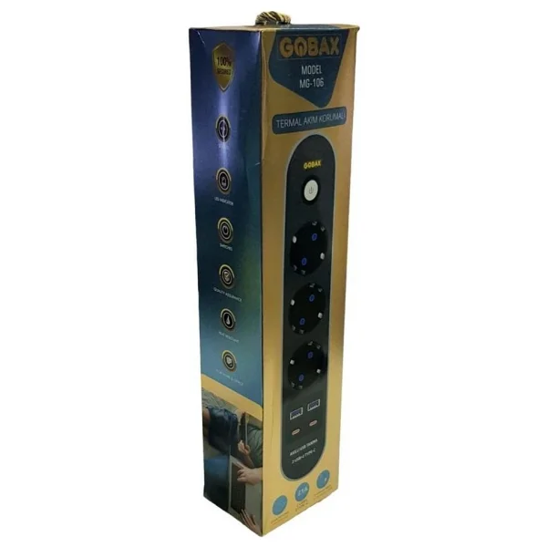 Gobax Mf-106 Usb'li Type-C'li 3'lü 2 M Akım Korumalı Priz - Görsel 7