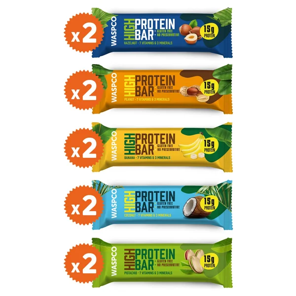 Waspco Yüksek Protein Bar 50g Karma Kutu 10 Adet (5 Çeşit) - Görsel 6