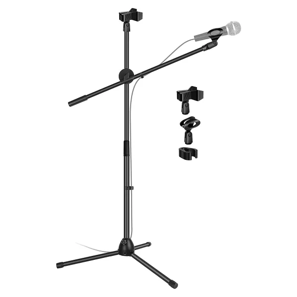 Coverzone 180cm Maksimum Uzunluk Mikrofon Standı Multi Fonksiyonel 2in1 Microphone Katlanabilir Açısı Ayarlanabilir Zemin Üstü - Model 103 - Görsel 6
