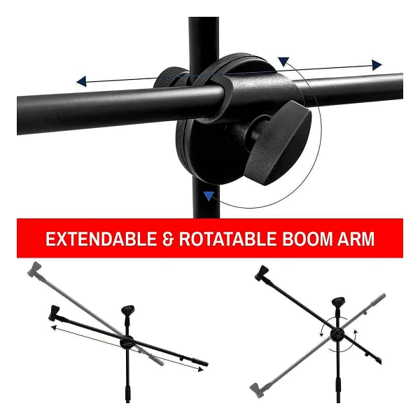 Coverzone 180cm Maksimum Uzunluk Mikrofon Standı Multi Fonksiyonel 2in1 Microphone Katlanabilir Açısı Ayarlanabilir Zemin Üstü - Model 103 - Görsel 4