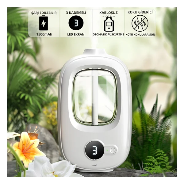 Mioji Smell 2X Aromaterapi Şarjlı Yeni Nesil Otomatik Oda Kokusu Makinesi - Mavi Rüzgar Çanları - Görsel 6
