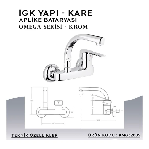 Kare Batarya Omega Kmg32005 Mutfak Bataryası - Görsel 4