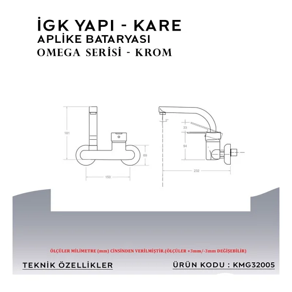 Kare Batarya Omega Kmg32005 Mutfak Bataryası - Görsel 5