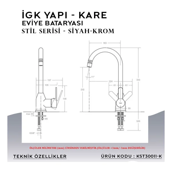 Igk Yapi - Kare Kst30011-K Stil Eviye Bataryası - Görsel 5