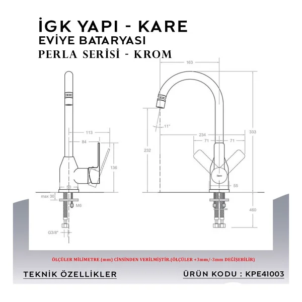 Igk Yapi - Kare Kpe41003 Perla Eviye Bataryası - Görsel 5