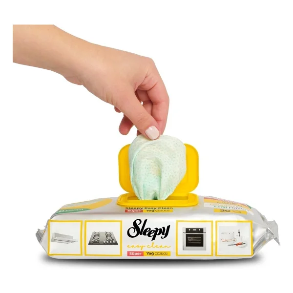Sleepy Easy Clean Süper Yağ Çözücü Temizlik Havlusu 30 Yaprak - Görsel 8