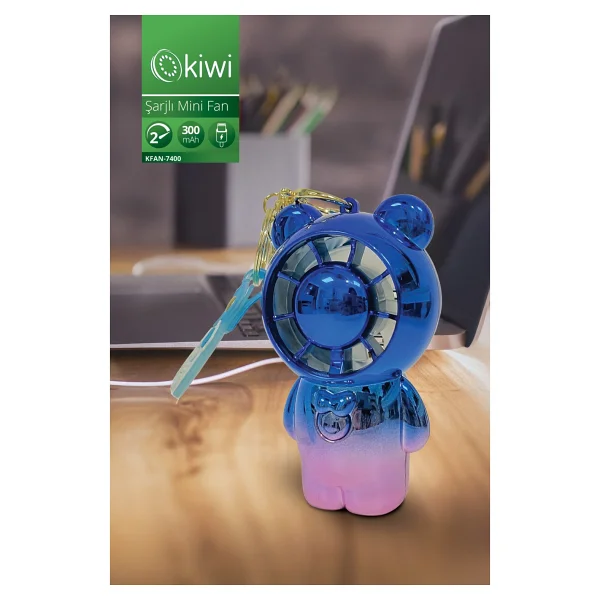 Kiwi Kfan-7400 Mavi Ayıcık Mini Vantilatör - Görsel 3