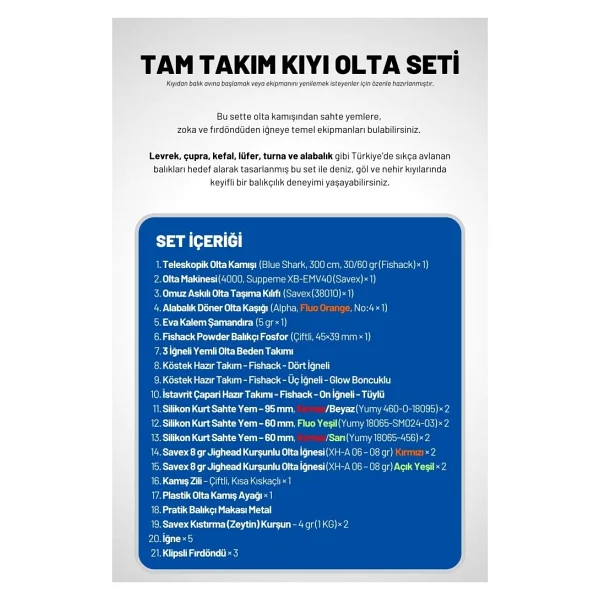 Fishack Tam Takım Kıyı Olta Seti - 300cm Kamış 30-60gr / 4000'lık Suppeme Olta Makinesi - Taşıma Çantalı - Görsel 3