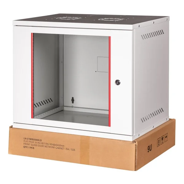 Lande - 9u 19" Cam Kapaklı Duvar Tipi Rack Kabinet Genişlik: 544 Mm Derinlik: 400 Mm Açık Gri Demonte - Görsel 8