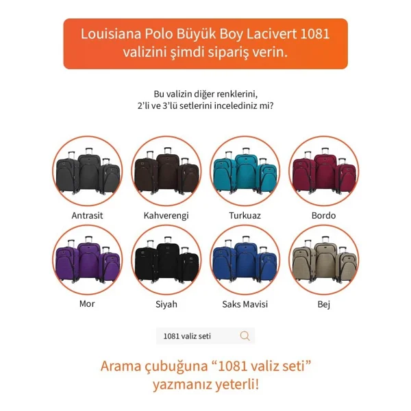 Louisiana Polo 1081 Kumaş Lacivert Büyük Boy Valiz - Görsel 8