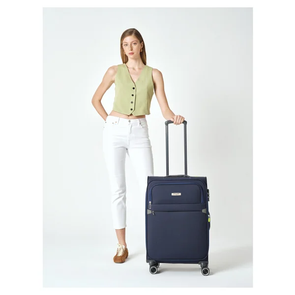 Pierre Cardin 04pc6000 Kumaş Kabin + Orta Boy Lacivert 2'li Valiz Seti - Görsel 6
