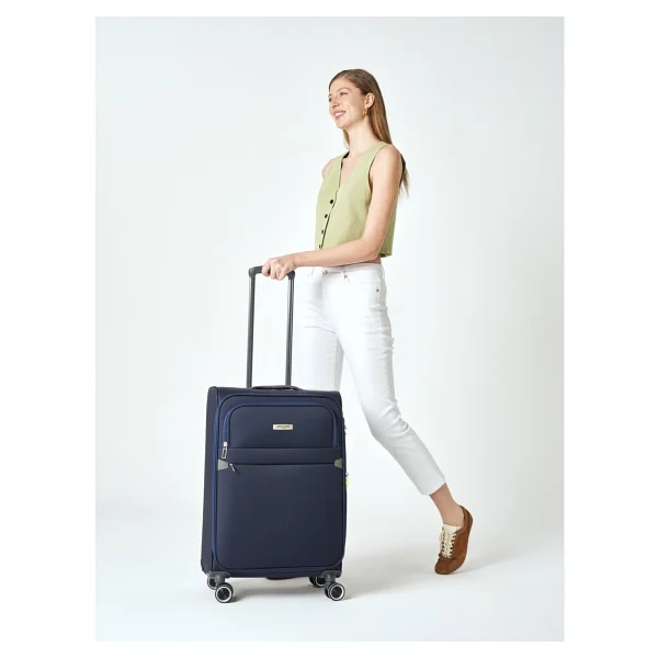Pierre Cardin 04pc6000 Kumaş Kabin + Orta Boy Lacivert 2'li Valiz Seti - Görsel 7
