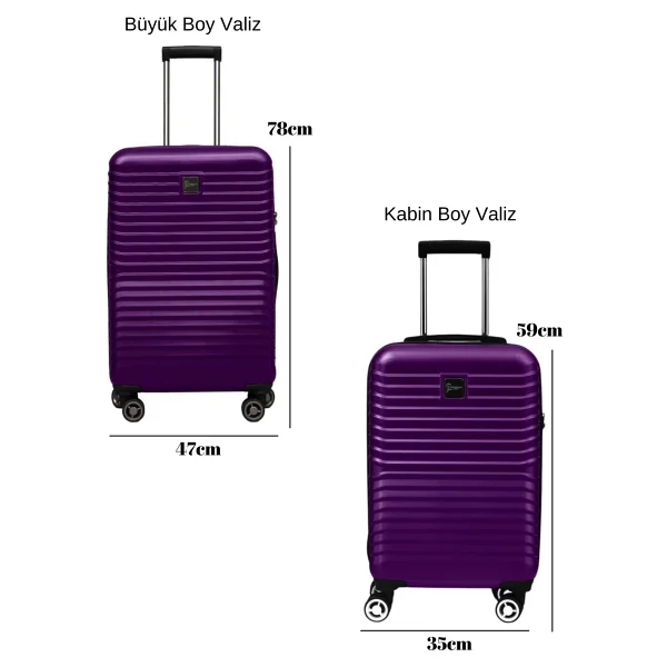 Louisiana Polo 1811 Polikarbon Mor Kabin + Büyük Boy 2'li Valiz Seti - Görsel 8
