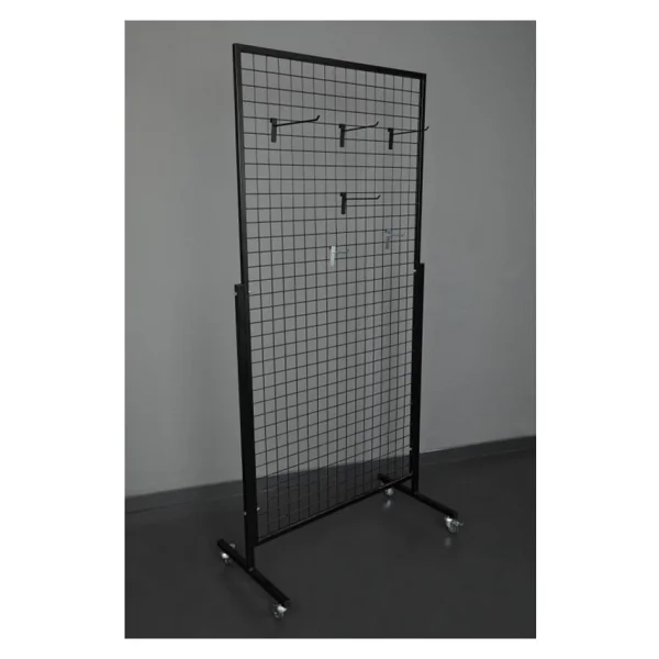 Rafburada Tekerlekli Sık Telli Tel Raf - Tel Pano Stand, Duvar Askılığı 60x190 Cm - Görsel 3