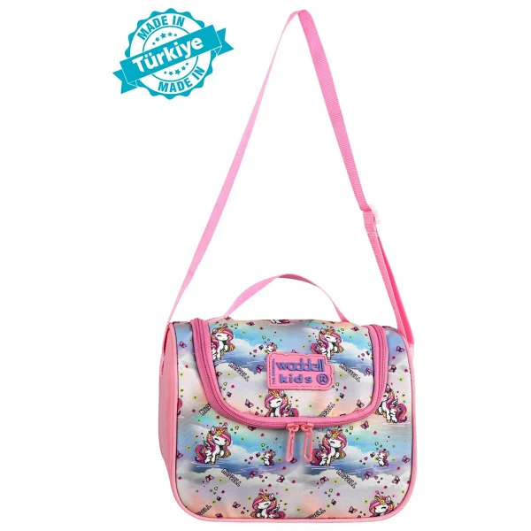Waddell Lisanslı Toz Pembe Unicorn Desenli Termal - Isı Yalıtımlı Okul Beslenme Çantası - 24-13-24 - Askılı Beslenme Çantası - Görsel 6
