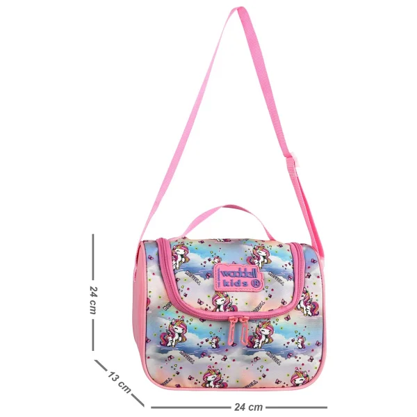 Waddell Lisanslı Toz Pembe Unicorn Desenli Termal - Isı Yalıtımlı Okul Beslenme Çantası - 24-13-24 - Askılı Beslenme Çantası - Görsel 2