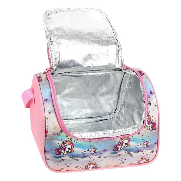 Waddell Lisanslı Toz Pembe Unicorn Desenli Termal - Isı Yalıtımlı Okul Beslenme Çantası - 24-13-24 - Askılı Beslenme Çantası - Görsel 5