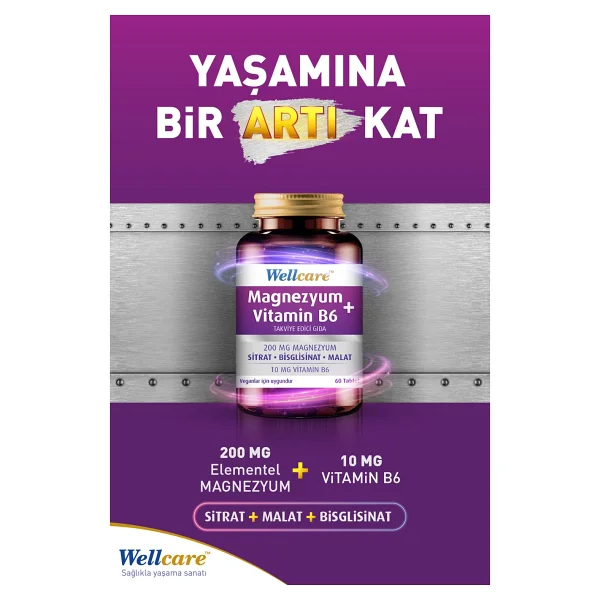 Wellcare Magnezyum + Vitamin B6 60 Tablet - Görsel 5