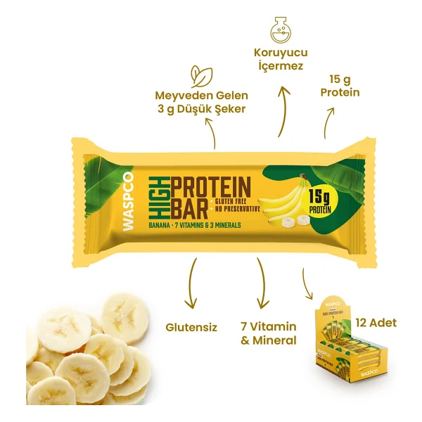 Waspco Muzlu Yüksek Protein Bar 50 Gr X 12 Adet Süt Proteini İçeren Glutensiz Atıştırmalık - Görsel 2