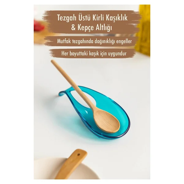 Akrilik Aquamarin Tezgah Üstü Kirli Kaşıklık & Kepçe Altlığı - Görsel 6