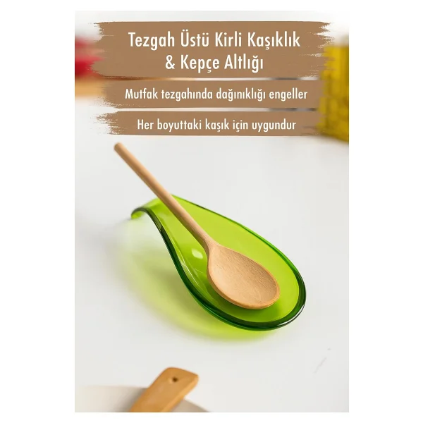 Akrilik Yeşil Tezgah Üstü Kirli Kaşıklık & Kepçe Altlığı - Görsel 3