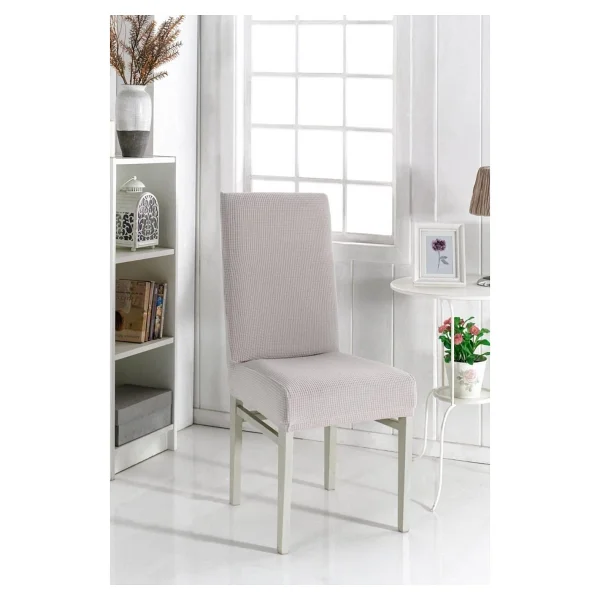 Likralı Yıkanabilir 6'lı Sandalye Örtüsü - 35 X 55 Cm - Bej - Görsel 5