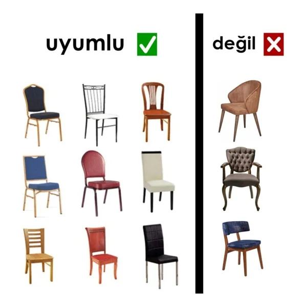 Likralı Yıkanabilir 6'lı Sandalye Örtüsü - 35 X 55 Cm - Bej - Görsel 3
