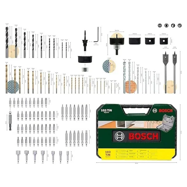 Bosch V-Line 103 Parça Vidalama Ve Matkap Ucu Seti 2 G07 17 367 103 Tin - Görsel 3