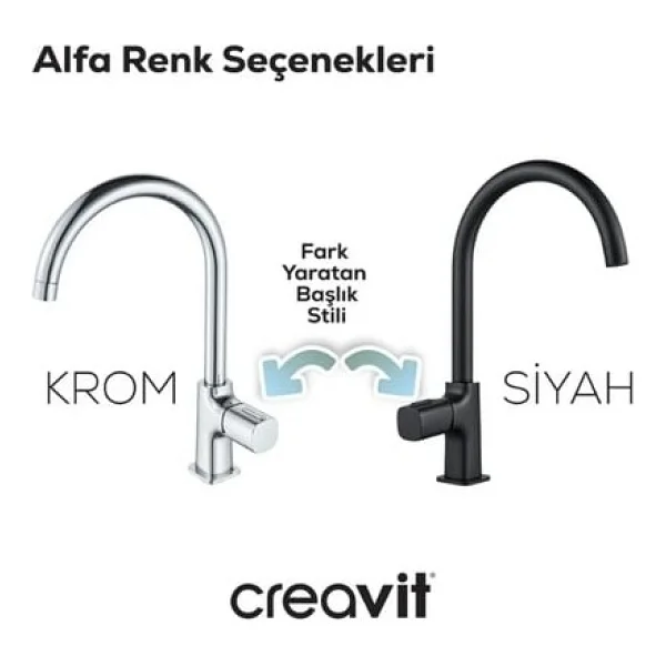 Creavit Alfa AL8500S Mat Siyah Mutfak Bataryası - Görsel 5