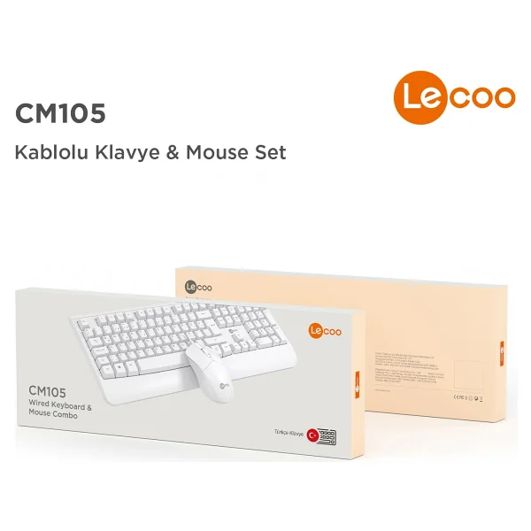 Lenovo Lecoo Cm105 Beyaz Kablolu Klavye Mouse Seti - Görsel 10