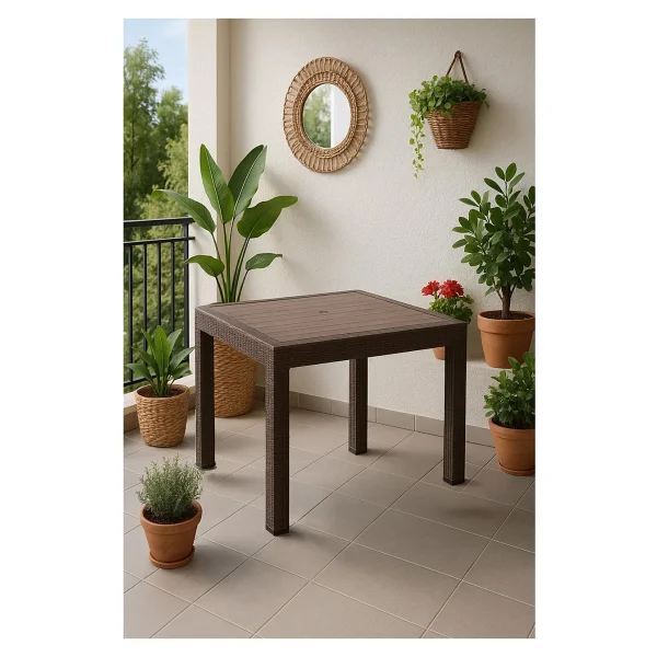 Sandalie Rattan 80x80 Camsız Kahve Masa - Bahçe&Balkon&Teras - Görsel 3