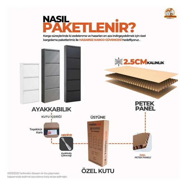 Mobilyapratik 3'lü Kilitli Metal Ayakkabılık - Görsel 5