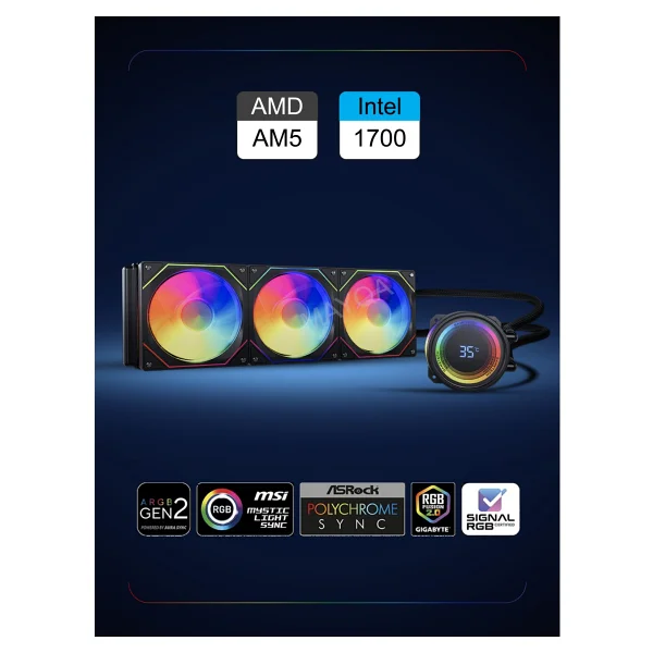 Gametech Hydra Ahd360mm Argb 360 Mm Siyah İşlemci Sıvı Soğutucu - Görsel 6