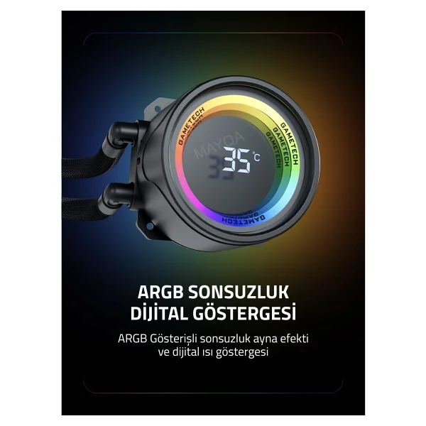 Gametech Hydra Ahd360mm Argb 360 Mm Siyah İşlemci Sıvı Soğutucu - Görsel 2