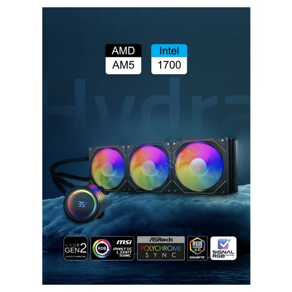 Gametech Hydra Ahd360mm Argb 360 Mm Siyah İşlemci Sıvı Soğutucu - Görsel 7