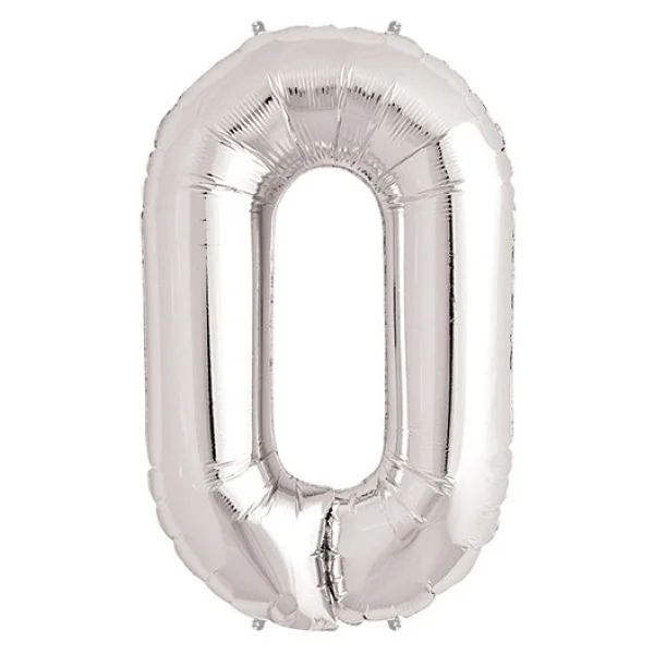 0 Rakam Folyo Balon Gümüş 40 İnç - Görsel 2