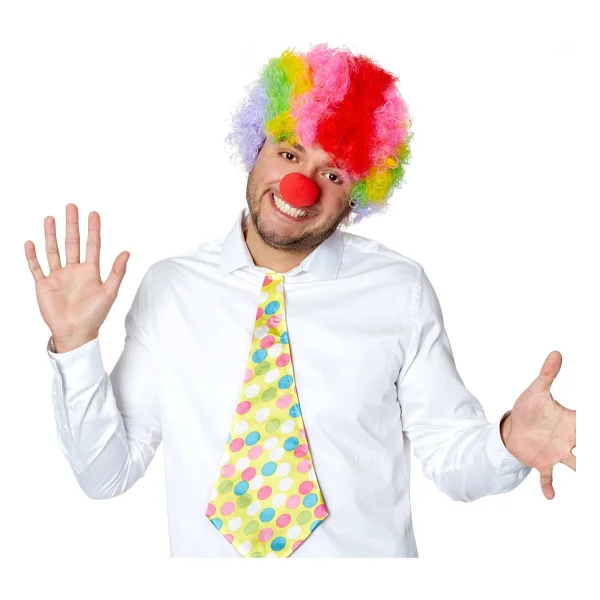 Rengarenk Kıvırcık Afro Bonus Peruk Ve Kırmızı Burun Seti - Görsel 2