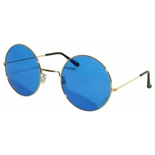 Yuvarlak Cam John Lennon Tarzi Gold Cerceveli Mavi Gozluk - Görsel 4