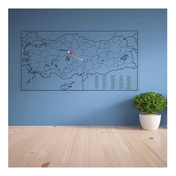 Yazılabilir Türkiye Haritası Manyetik Duvar Stickerı 110 X 56 Cm - Görsel 4
