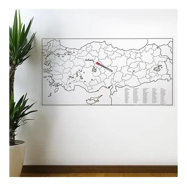 Yazılabilir Türkiye Haritası Manyetik Duvar Stickerı 110 X 56 Cm - Görsel 5