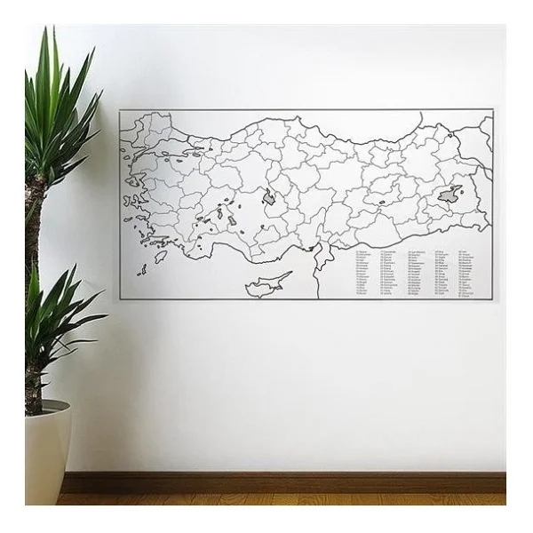 Yazılabilir Türkiye Haritası Manyetik Duvar Stickerı 110 X 56 Cm - Görsel 7