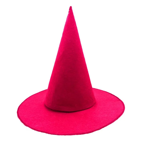Pembe Fuşya Renk Keçe Cadı Şapkası Yetişkin Çocuk Uyumlu 35x38 Cm - Görsel 2