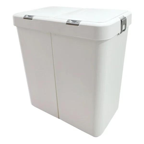 Gümüş Ikili Dokunmatik Çamaşır Sepeti Çöp Kovası Temizlik Kovası Kirli Sepet 80 Litre-Mt009 - Görsel 2
