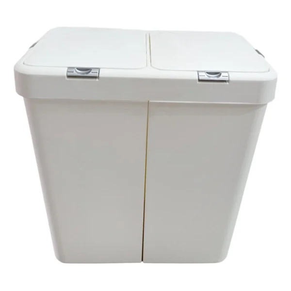 Gümüş Ikili Dokunmatik Çamaşır Sepeti Çöp Kovası Temizlik Kovası Kirli Sepet 80 Litre-Mt009 - Görsel 4