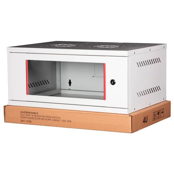 Lande - 4u 19" Cam Kapaklı Duvar Tipi Rack Kabinet Genişlik: 544 Mm Derinlik: 400 Mm Açık Gri Demonte - Görsel 8