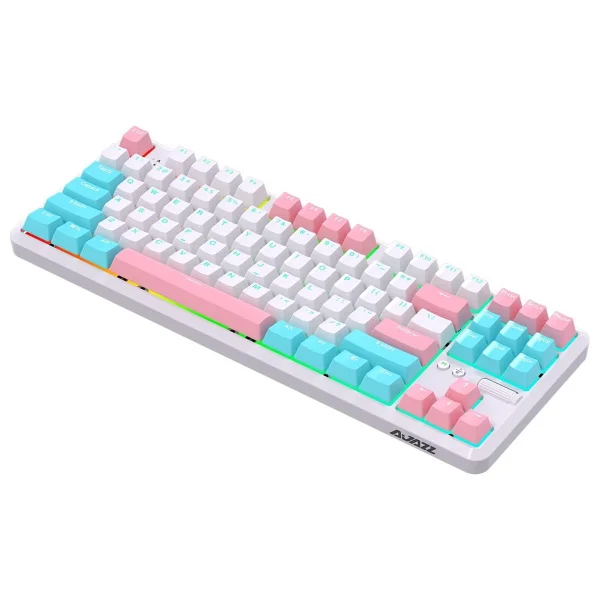 Ajazz K870t Pro Beyaz RGB Tkl Blue Switch Kablolu/Kablosuz Mekanik Oyuncu Klavyesi - Görsel 5