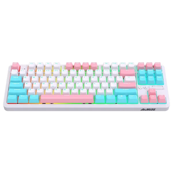 Ajazz K870t Pro Beyaz RGB Tkl Red Switch Kablolu/Kablosuz Mekanik Oyuncu Klavyesi - Görsel 4