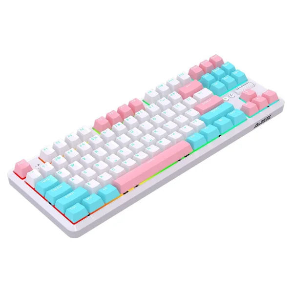 Ajazz K870t Pro Beyaz RGB Tkl Red Switch Kablolu/Kablosuz Mekanik Oyuncu Klavyesi - Görsel 5