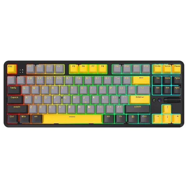 Ajazz K870t Pro Siyah RGB Tkl Brown Switch Kablolu/Kablosuz Mekanik Oyuncu Klavyesi - Görsel 3